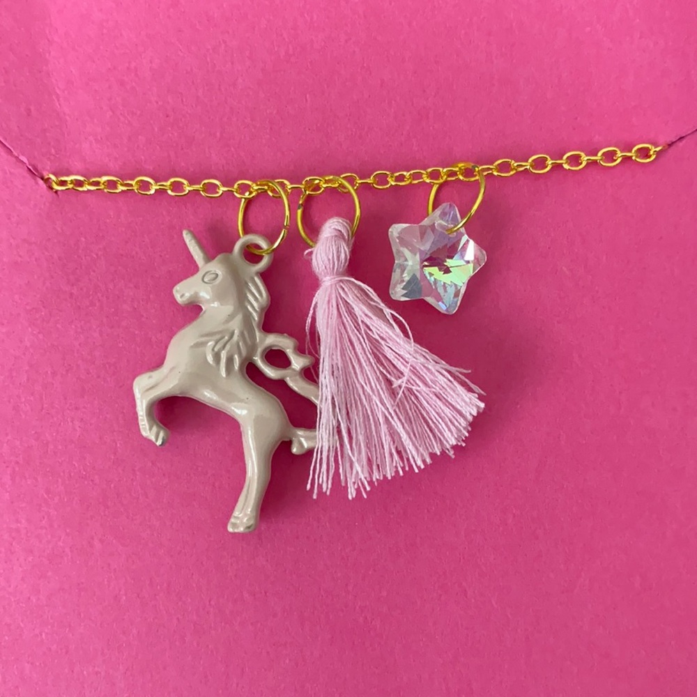 $5 SALE—Pink Unicorn 18” Necklace